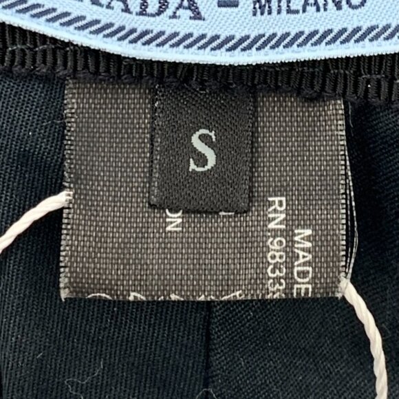 H12540 Prada Black Triangle Logo Cotton Bucket Hat Size S Hat Circumference 57cm main image 8
